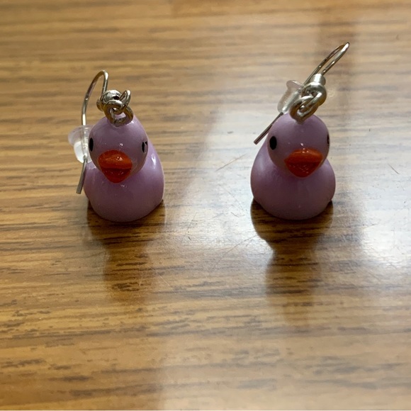 Purple Duck Drop Earrings - Picture 3 of 8